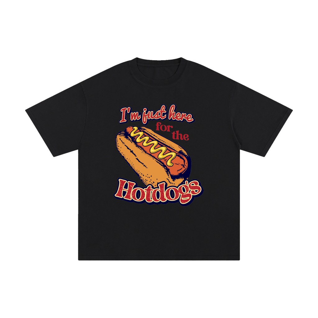I'm Just Here for the Hotdogs Black Tee