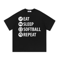 Eat Sleep Softball Repeat Black Tee