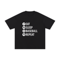 Eat Sleep Baseball Repeat Black Tee