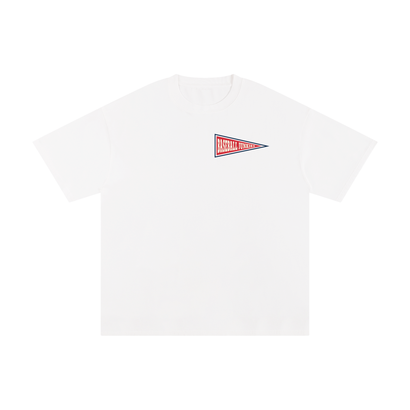 Baseball Junkies Red Pennant White Tee