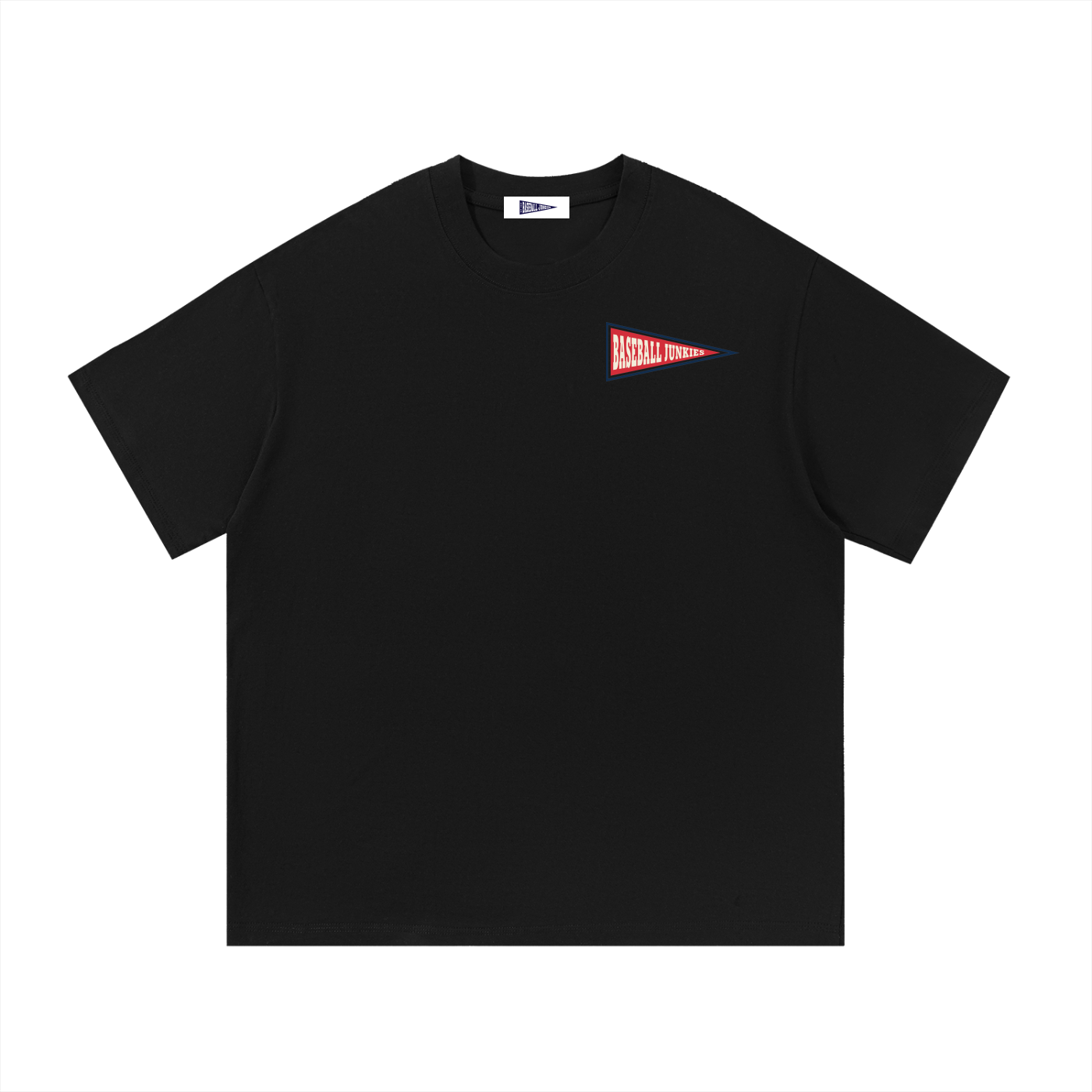 Baseball Junkies Black Red Pennant Tee