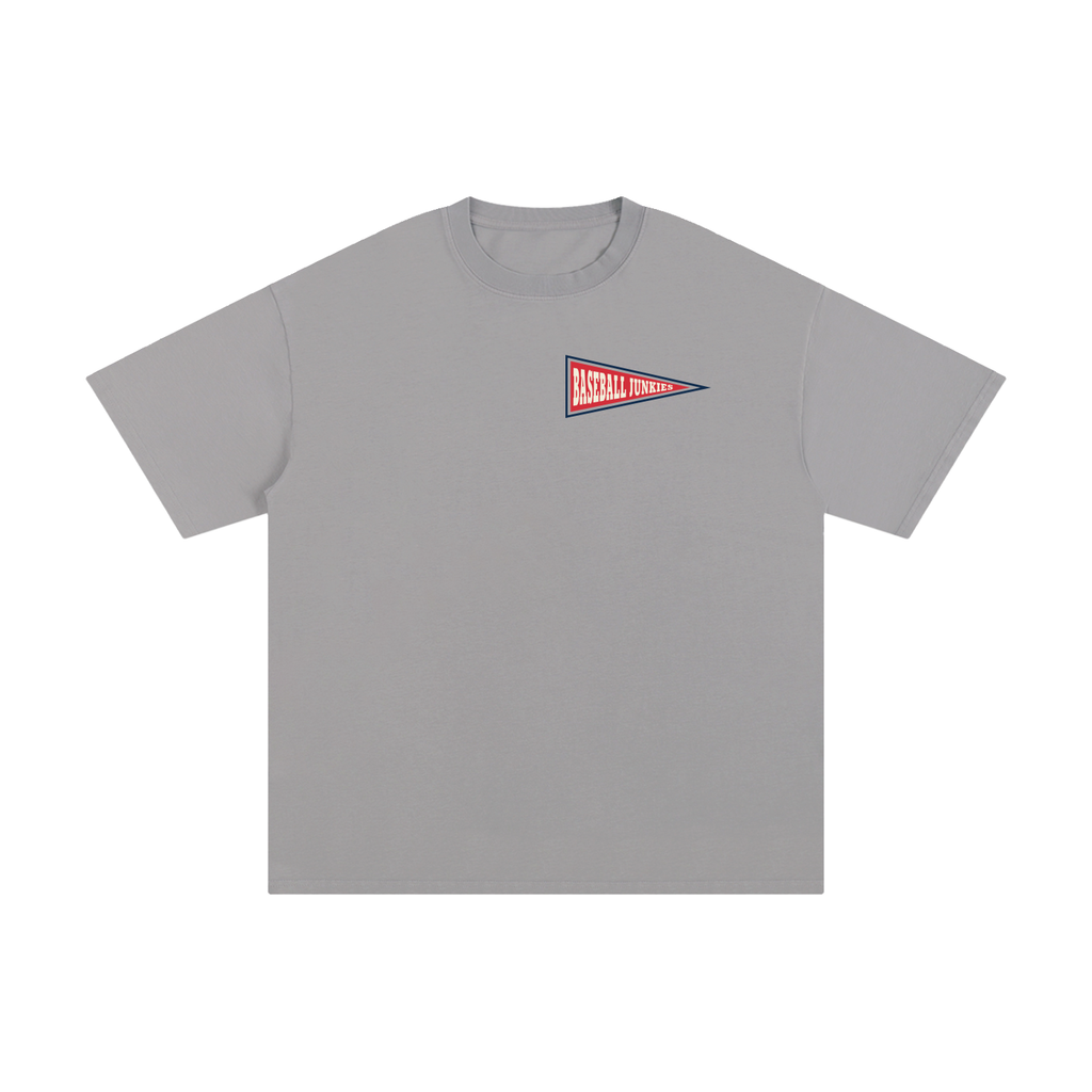 Baseball Junkies Red Pennant Gray Tee
