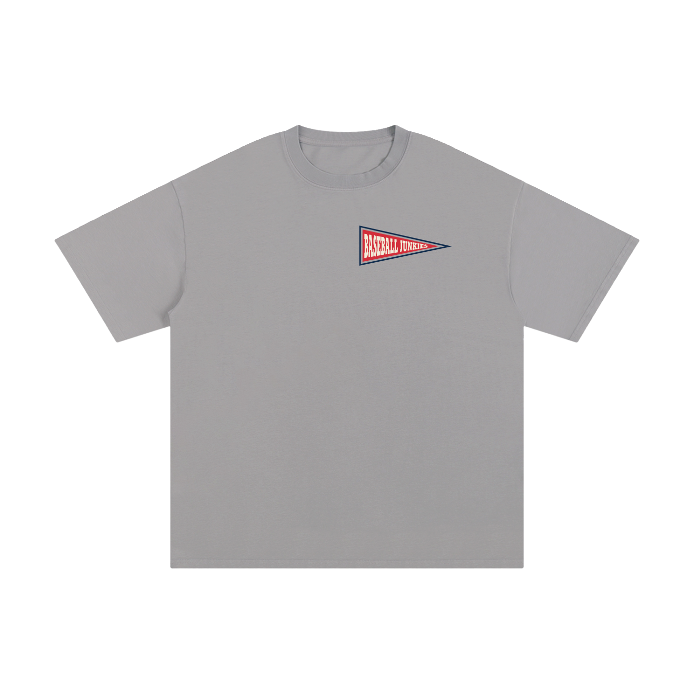 Baseball Junkies Red Pennant Gray Tee