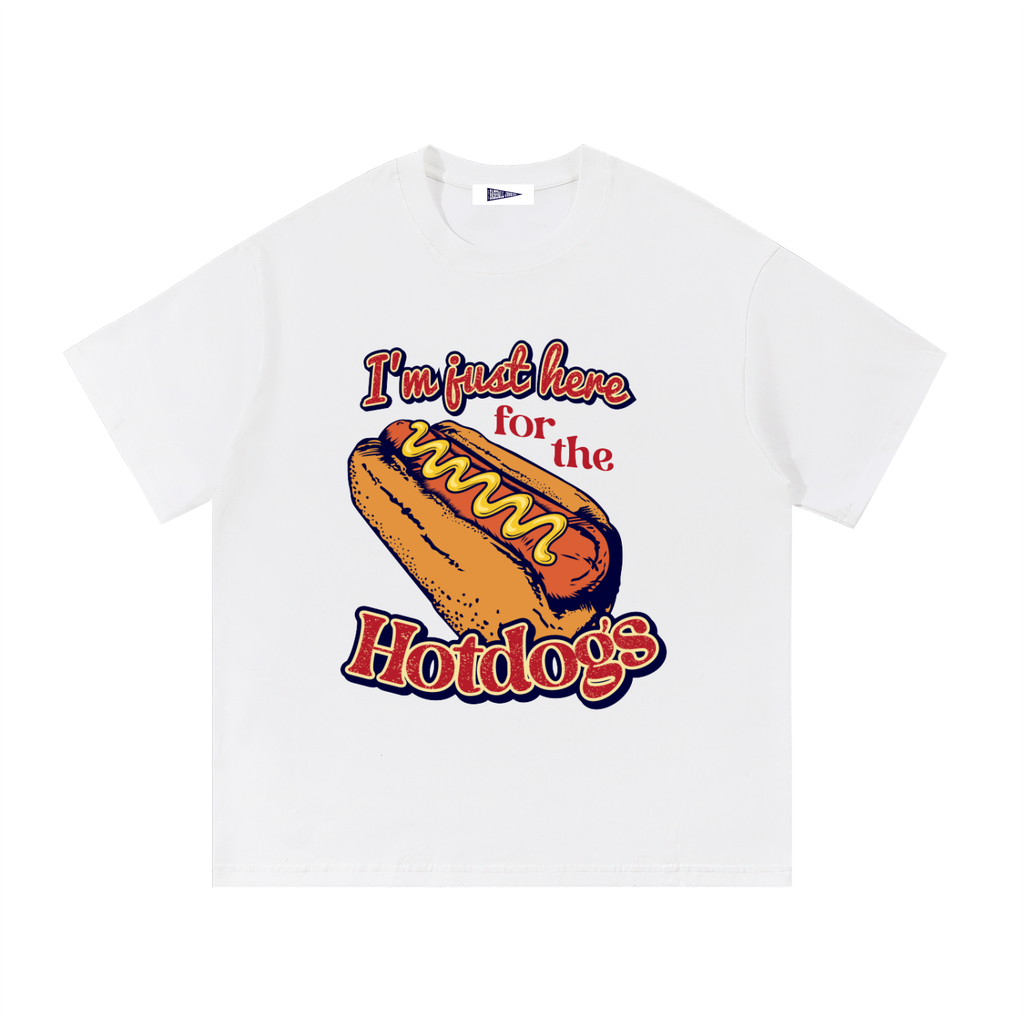 I'm Just Here for the Hotdogs White Tee