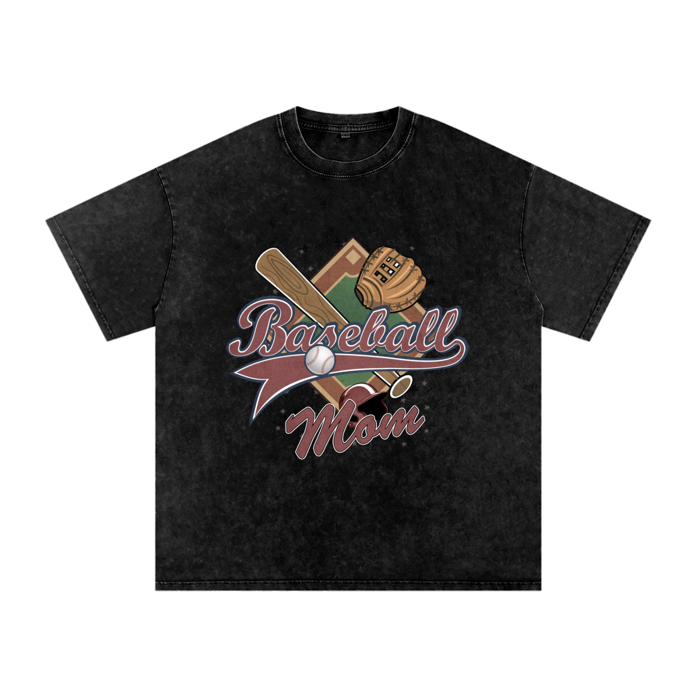 Baseball Mom Black Washed Tee